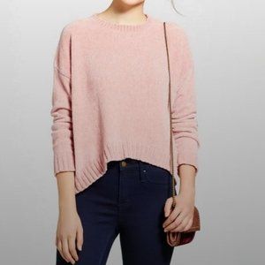 PINK CROPPED CHENILLE SWEATER
